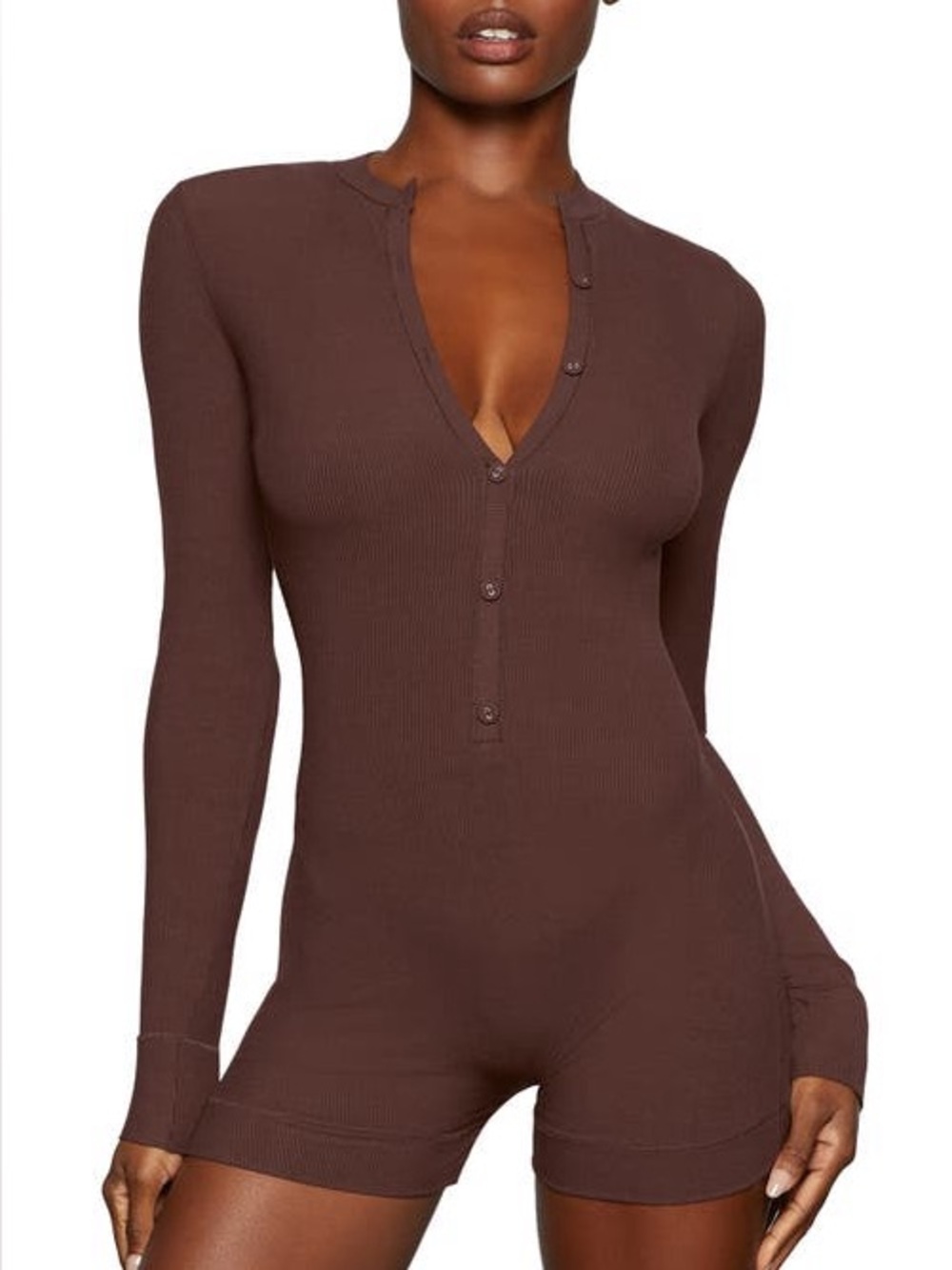 SKIMS Soft Lounge Long Sleeve Henley Romper